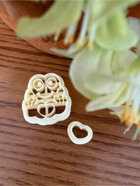 Cute Frog Heart polymer clay or fondant Cutter Set - Cream